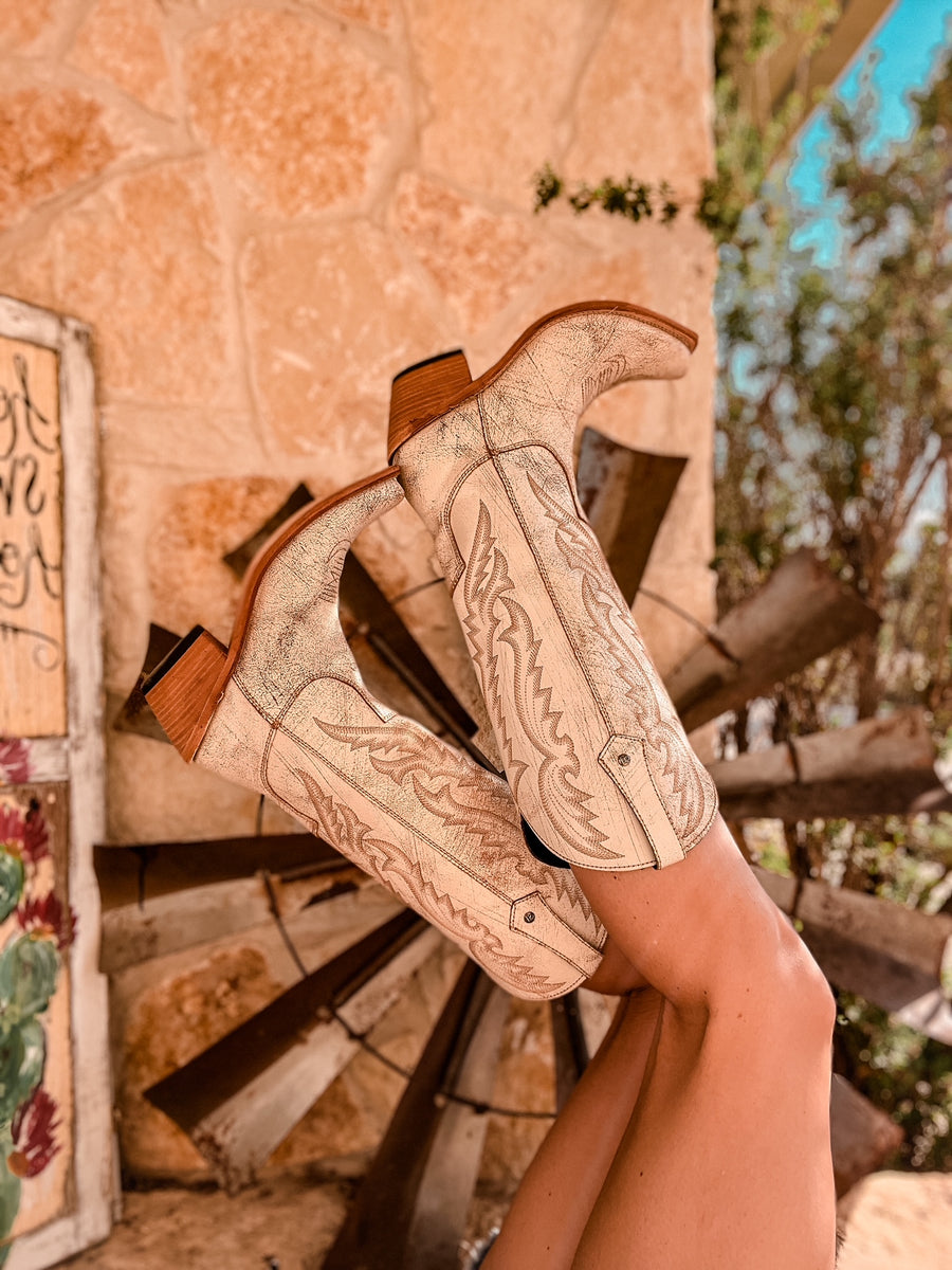 ブーツその他 Damy Vintage-Inspired Beige Suede Cowboy Ankle Boots ZIP BOOTS – ADDICT CLOTHES