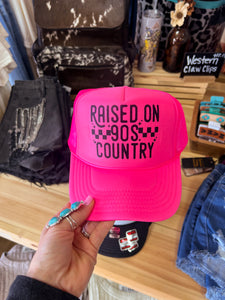 Raised on 90"s Country Trucker Hat (Hot Pink)