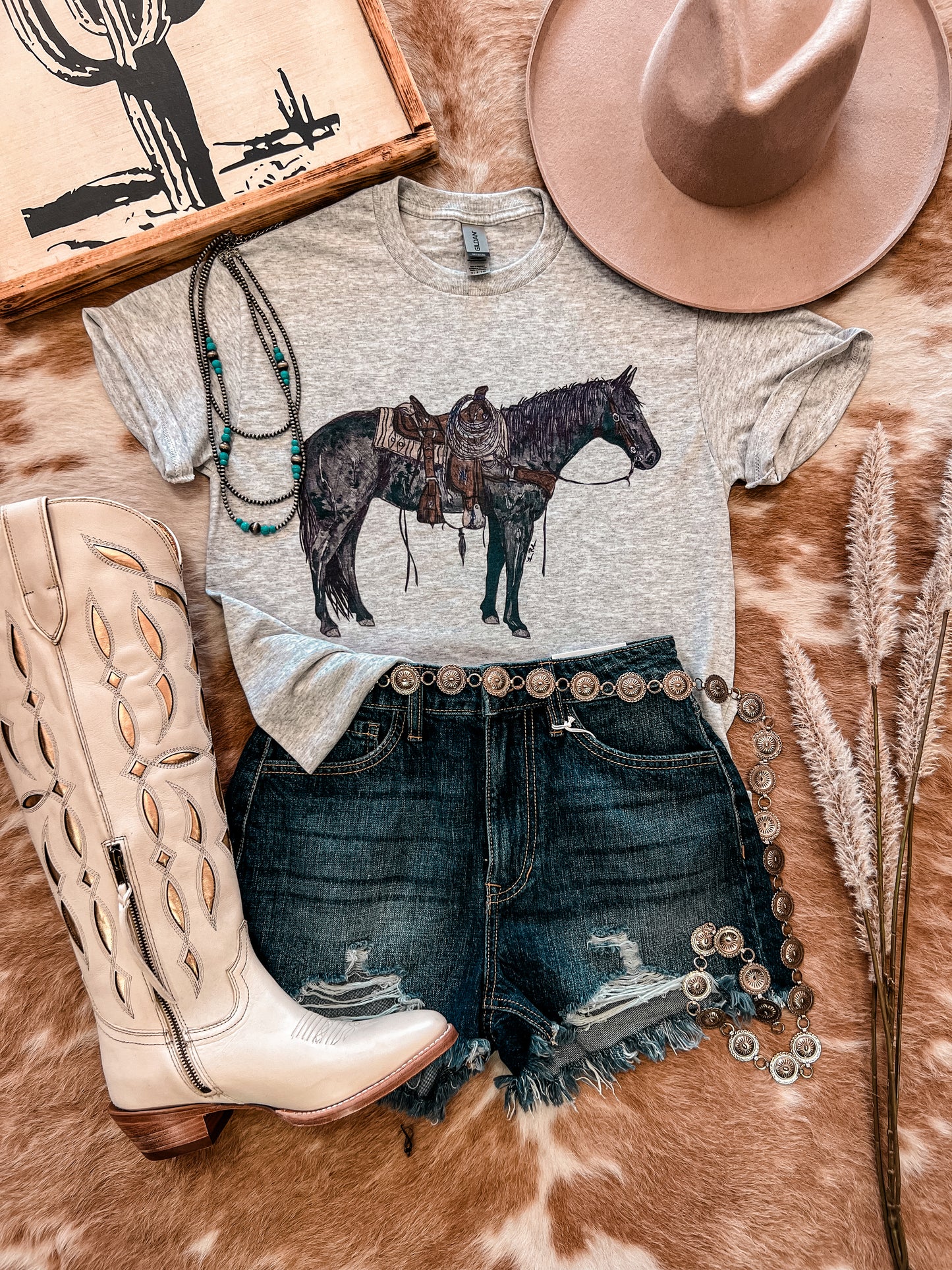 The Blue Roan Horse Tee (Ash)