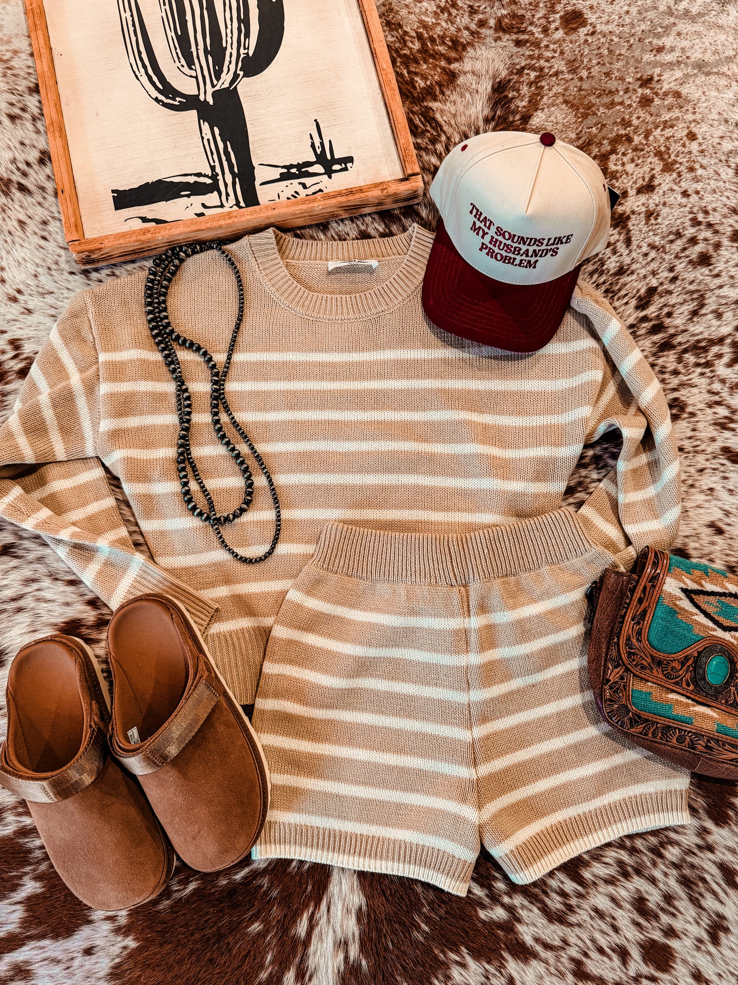 The Sowers 2 Piece Set (Taupe/Cream) - The Vintage Emmie