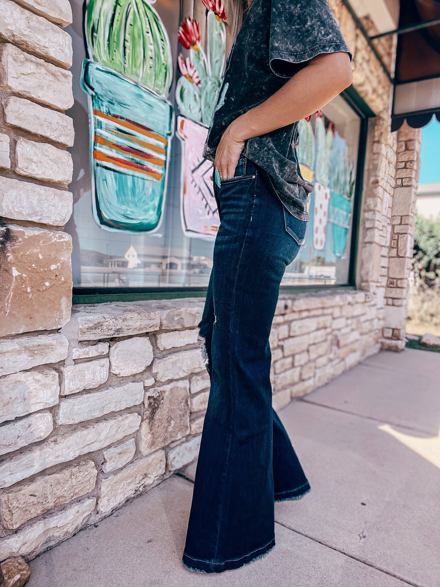 The Camden Denim Flares (Dark Wash) - The Vintage Emmie