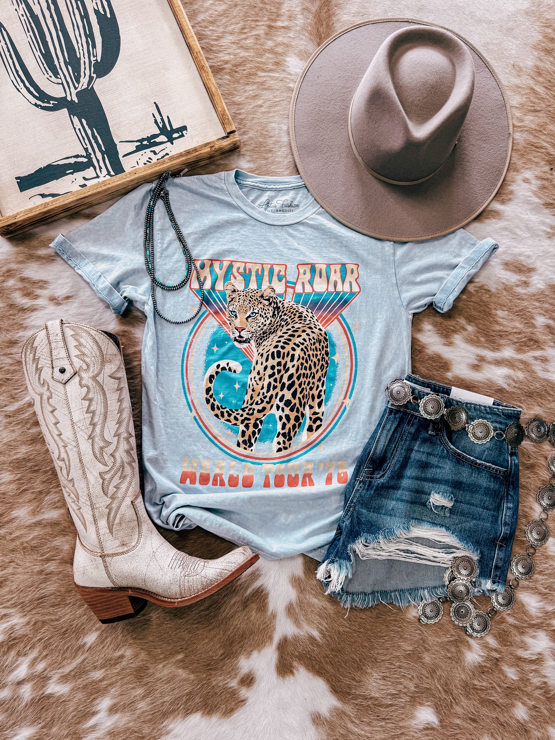 Mystic Roar Mineral Wash Tee (Blue) - The Vintage Emmie