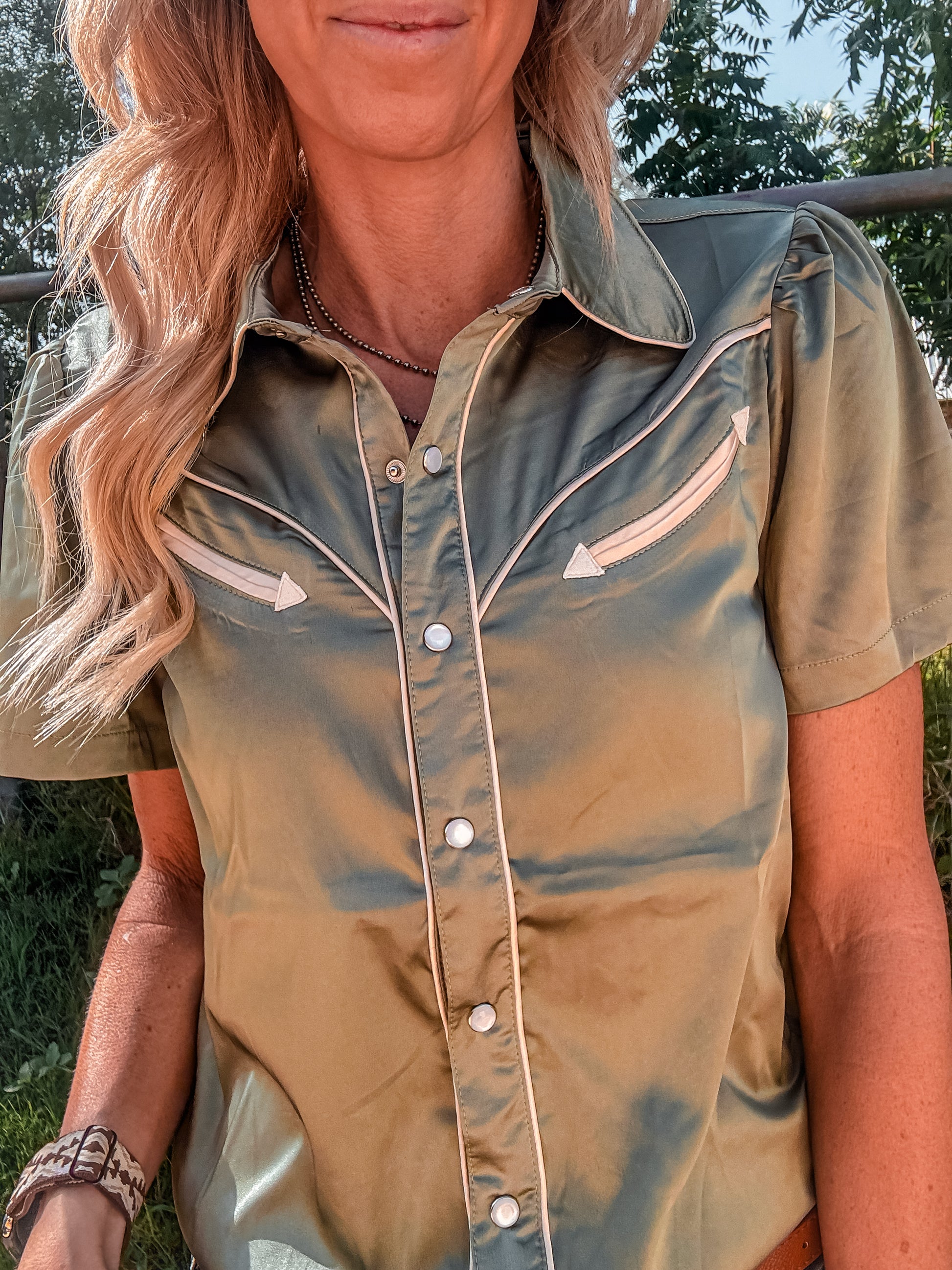 The Jamestown Silk Button Down (Sage) - The Vintage Emmie
