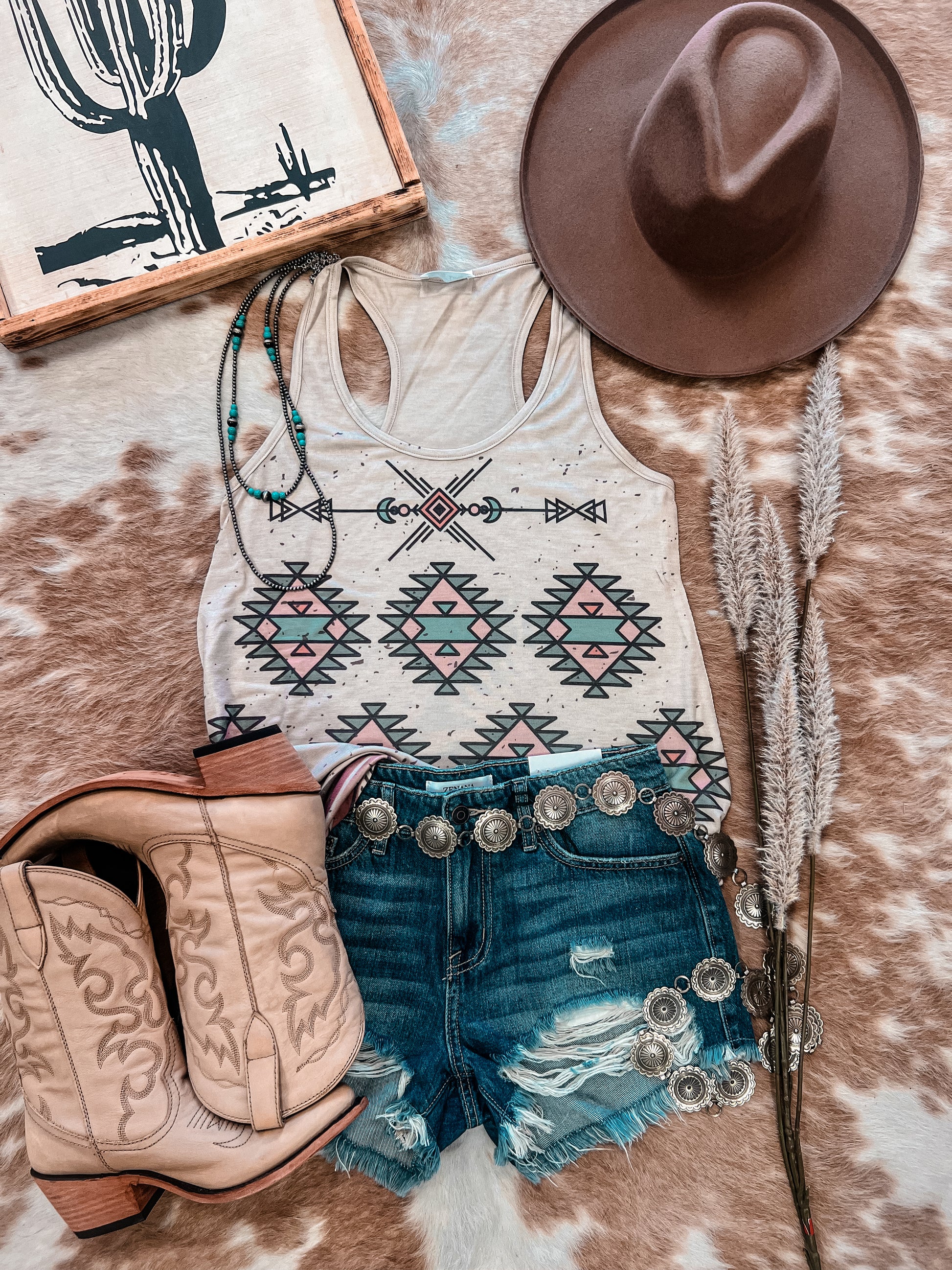 The Weslaco Aztec Tank (Taupe) - The Vintage Emmie