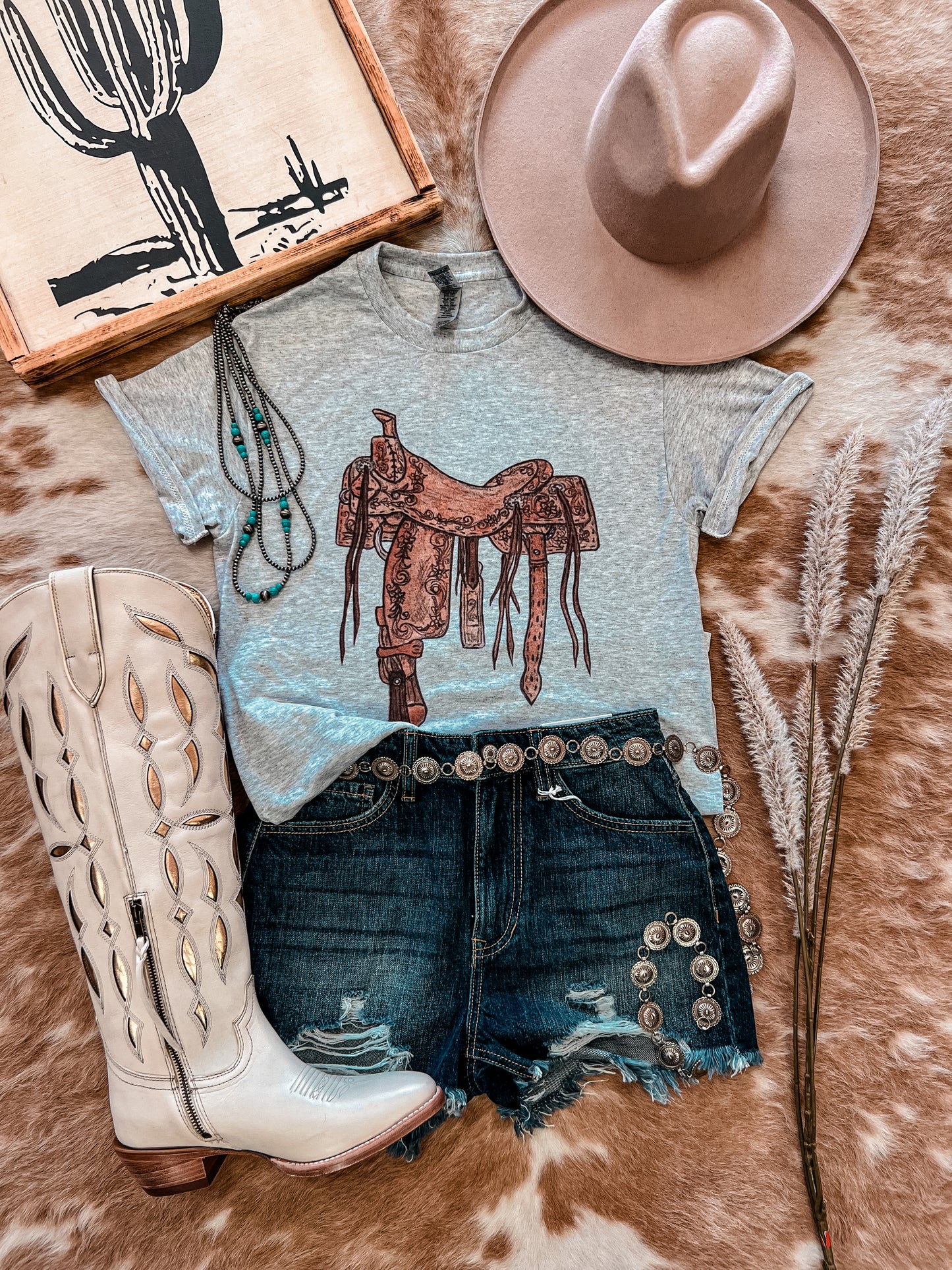 The Saddle Up Tee (Ash) - The Vintage Emmie
