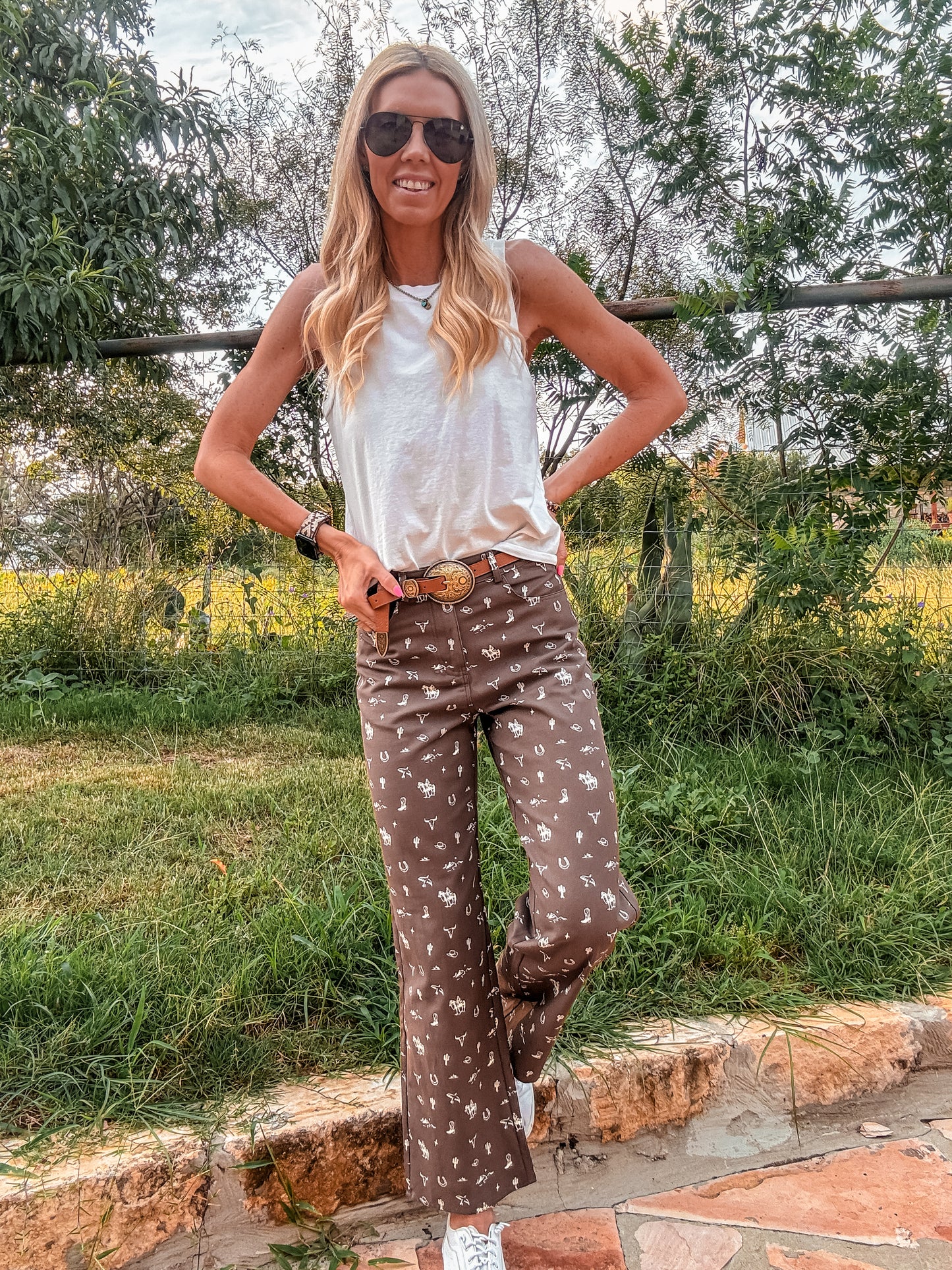 The Lockhart Cowboy Wide Leg Pants (Brown) - The Vintage Emmie