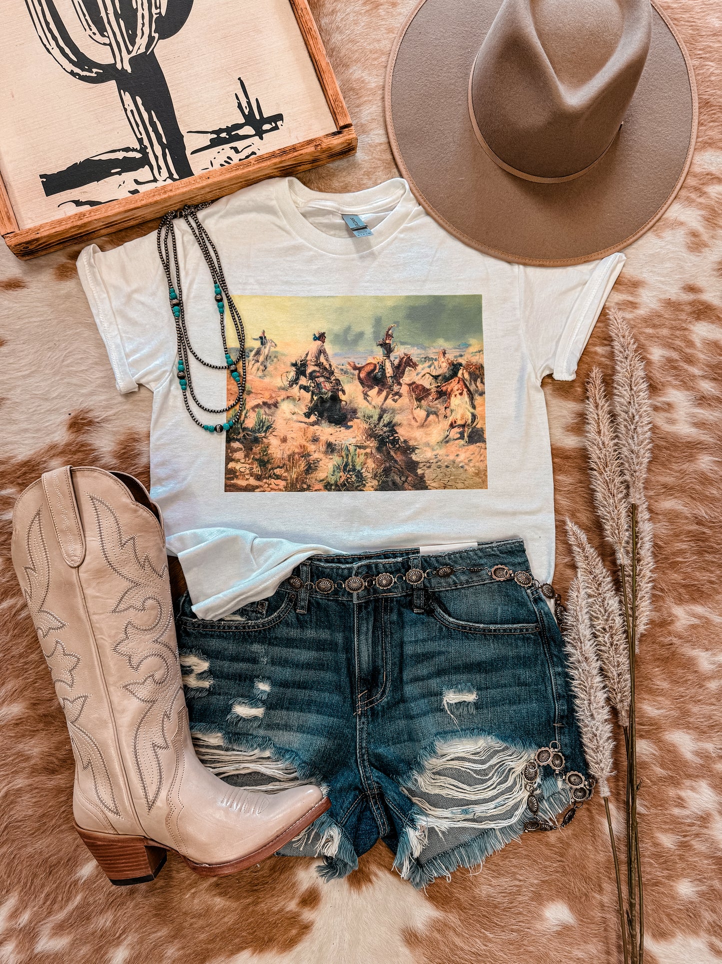 Time To Lasso Tee (White) - The Vintage Emmie