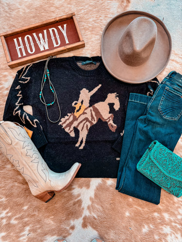 The Socorro Rodeo Sweater (Black) - The Vintage Emmie