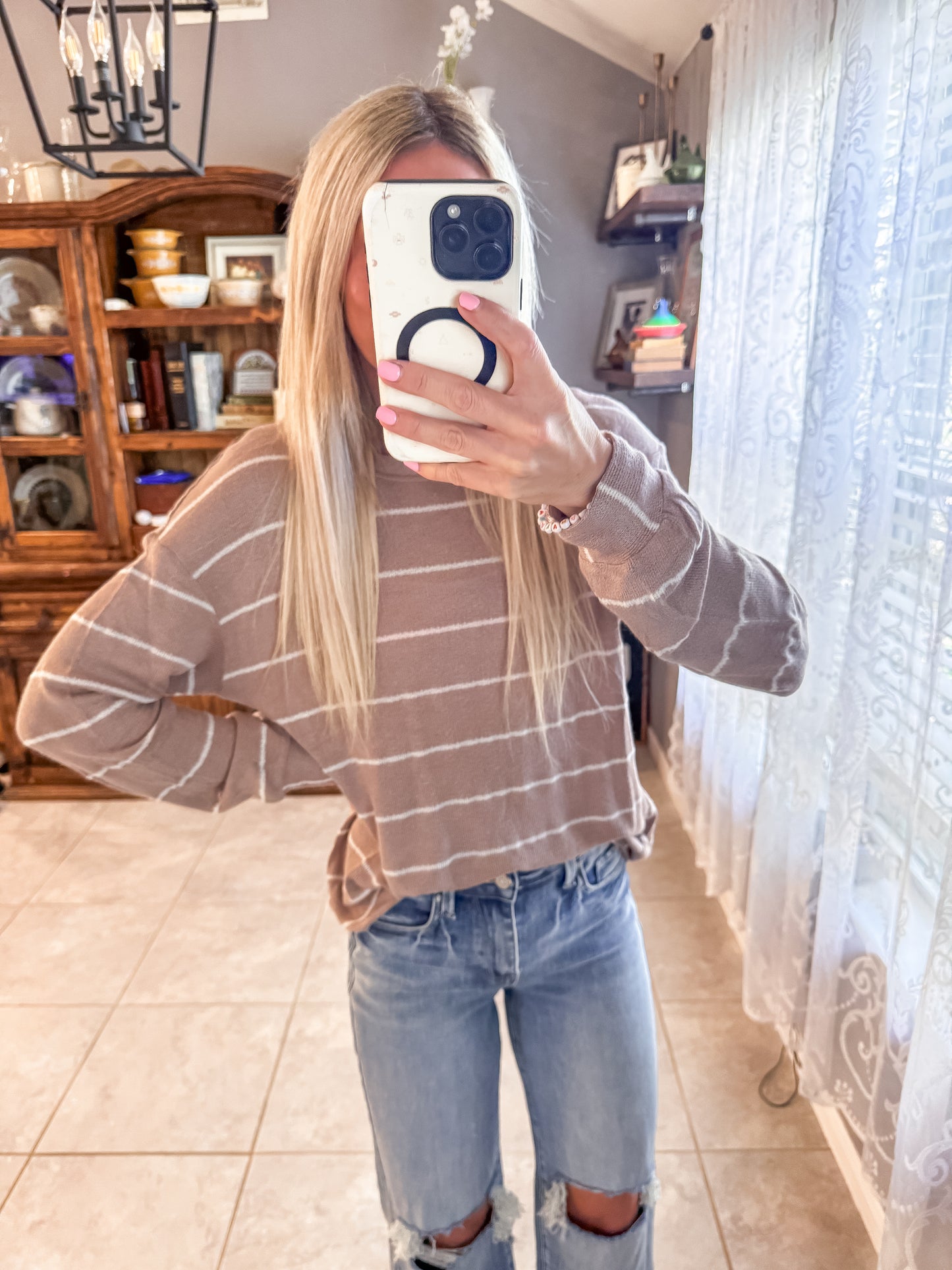 The Raynor Long Sleeve Stripe Top (Mocha)