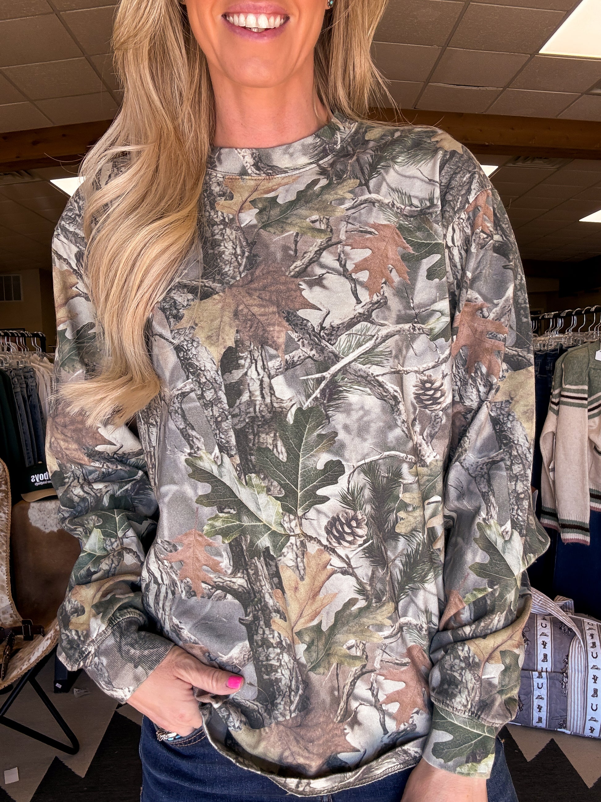 The Waltonia Camo Long Sleeve Tee - The Vintage Emmie