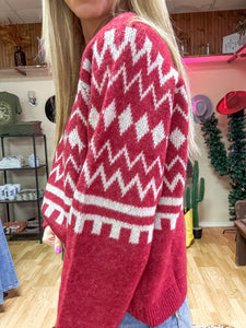 The Canton Aztec Sweater (Red)