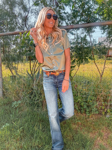 The Jamestown Silk Button Down (Sage)