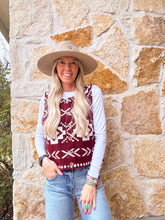 The Emory Sweater Vest (Red Aztec) - The Vintage Emmie
