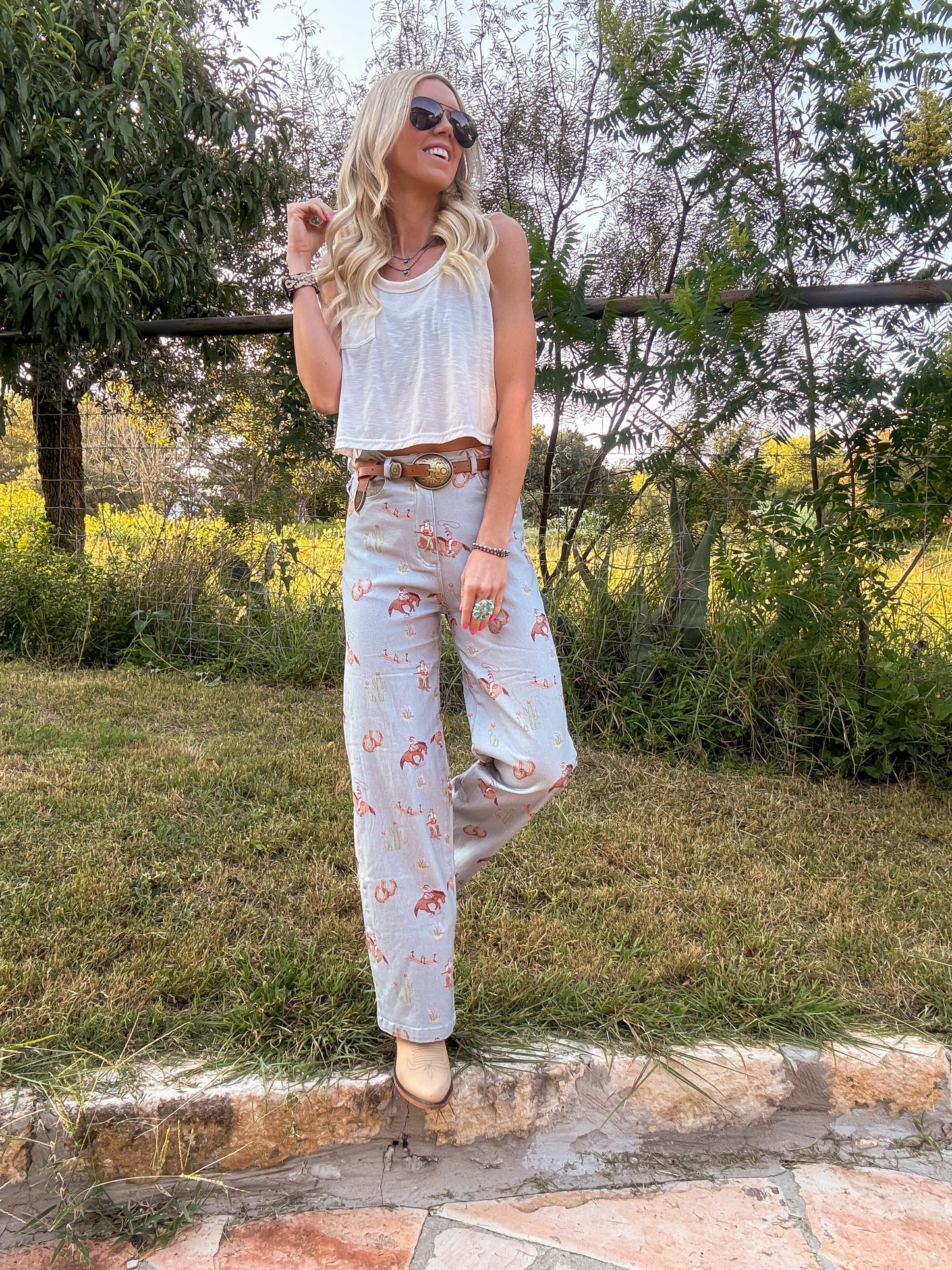 The Pipe Creek Cowgirl Pants (Blue) - The Vintage Emmie