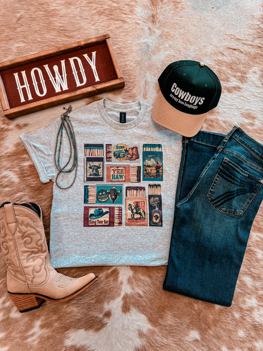 Vintage Western Matchbox Tee (Ash) - The Vintage Emmie