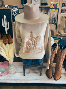 Vintage Western Cowboy Sweatshirt (Taupe)