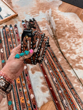 Tooled Leather Purse Strap (Black & Red Dot Flower)