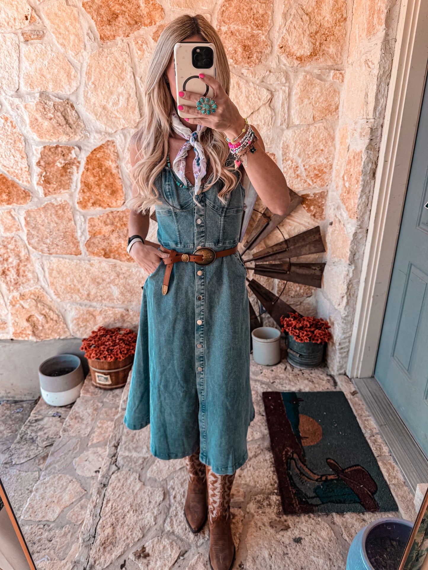 The Geneva Button Down Denim Midi Dress (Light Denim) - The Vintage Emmie