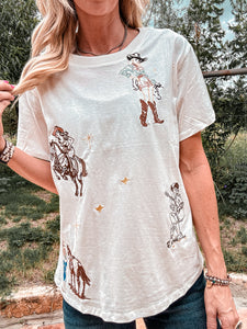 The Orla Western Embroidered Top (White)