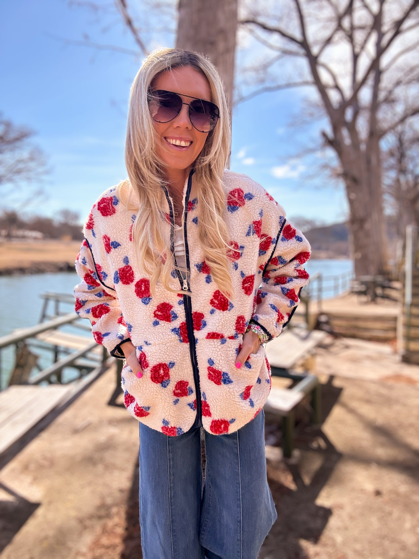 The Mackay Oversized Floral Fleece Jacket - The Vintage Emmie