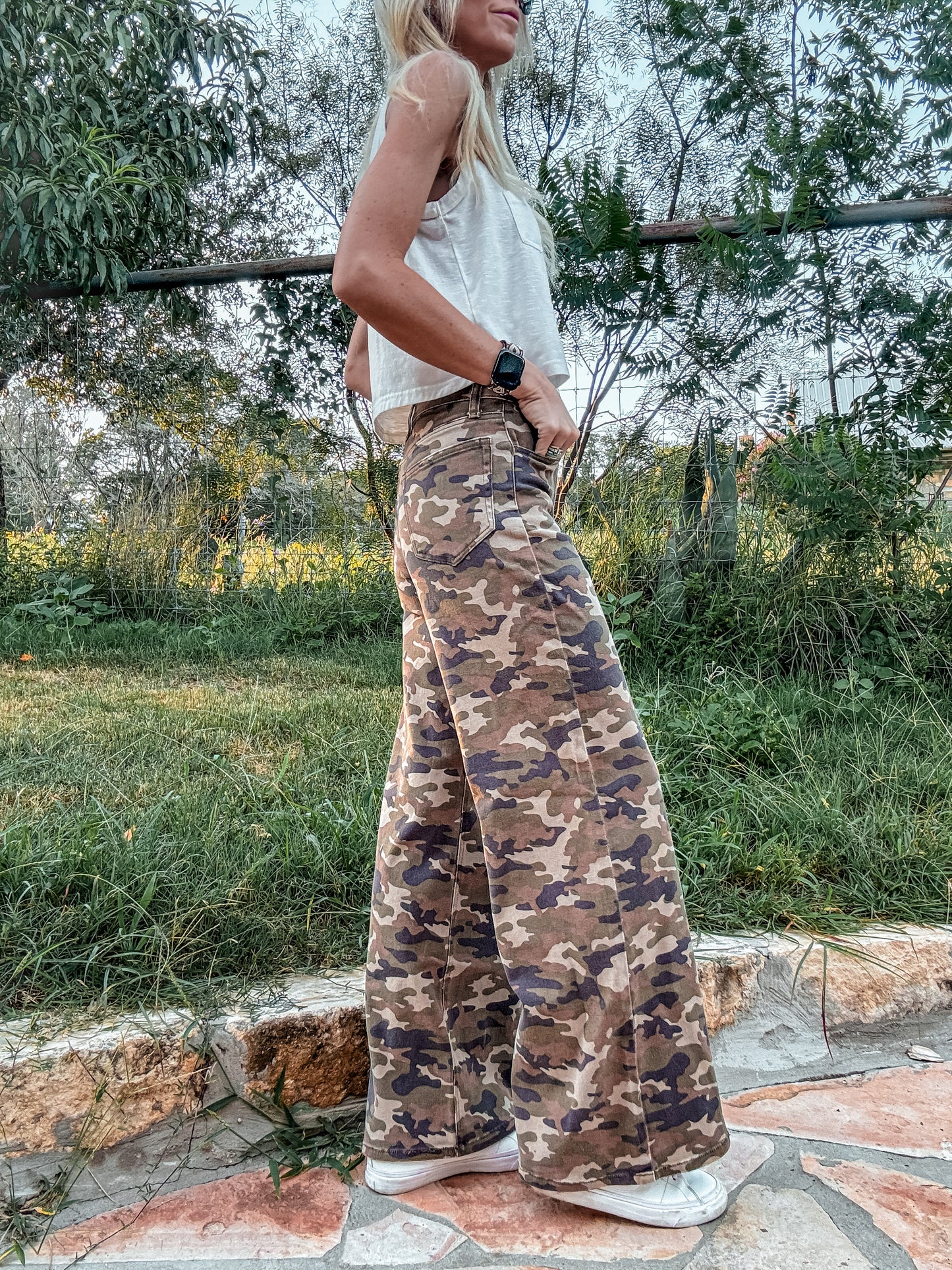 The Junction Wide Leg Camo Jeans - The Vintage Emmie