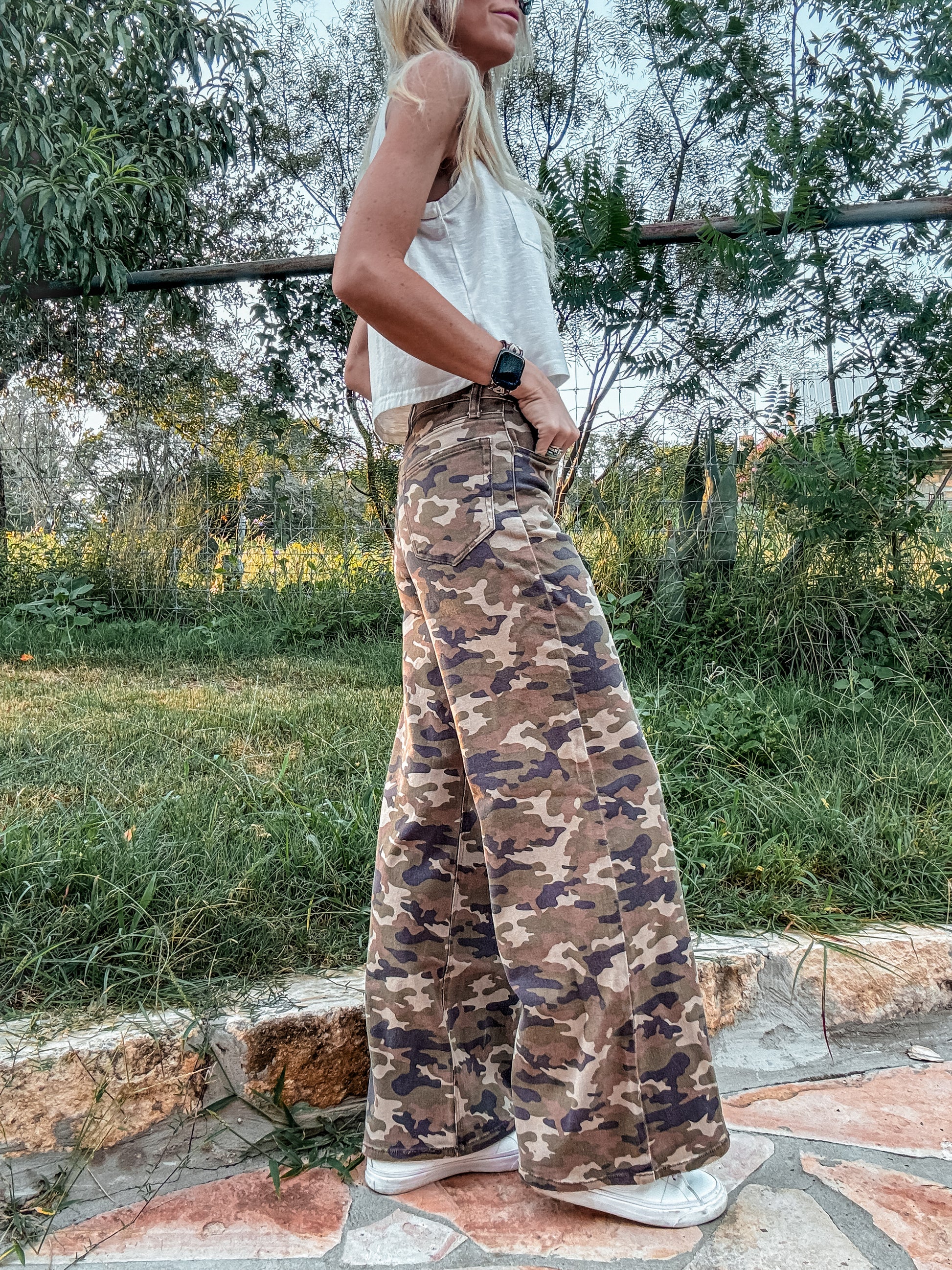 The Junction Wide Leg Camo Jeans - The Vintage Emmie