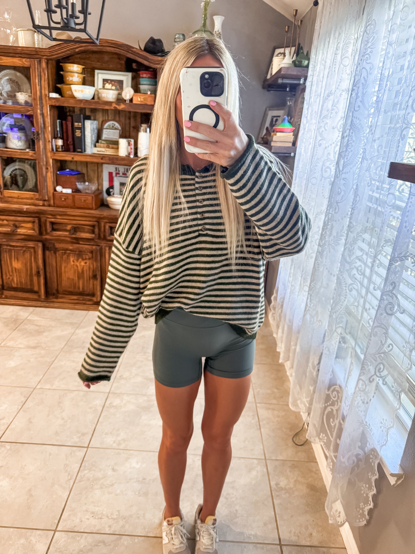 The Bertram Henley Stripe Top (Green)