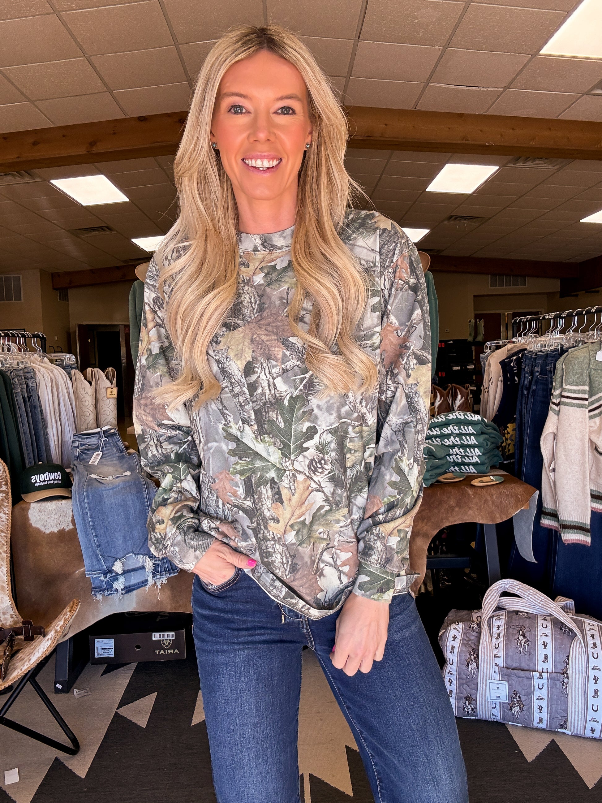 The Waltonia Camo Long Sleeve Tee - The Vintage Emmie