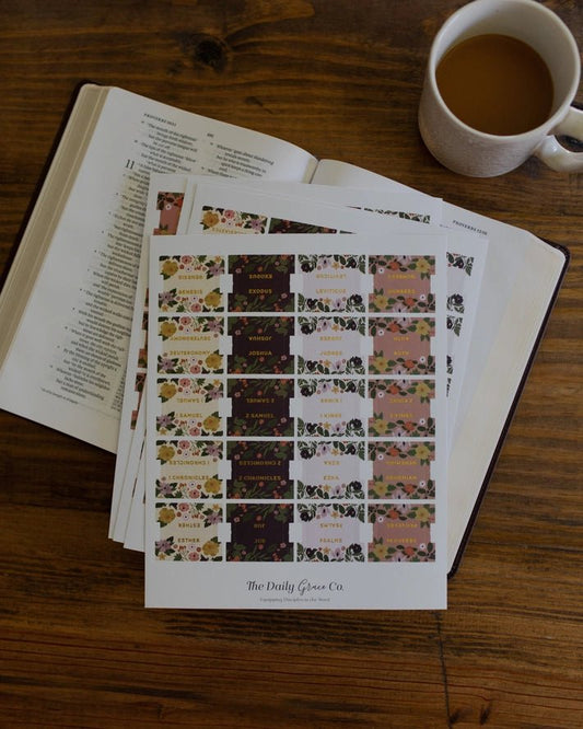 Magnolia Floral Bible Tabs | 76 Tabs - The Vintage Emmie