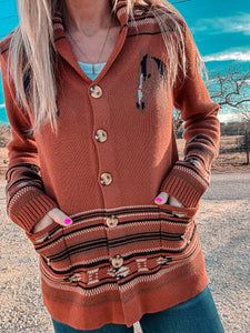 The Painted Horse Cardigan (Rust)