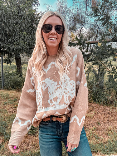 The Waneta Horse Sweater (Camel) - The Vintage Emmie