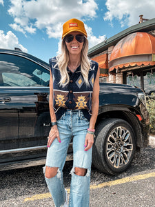 The Keene Knit Sweater Vest (Blue) - The Vintage Emmie
