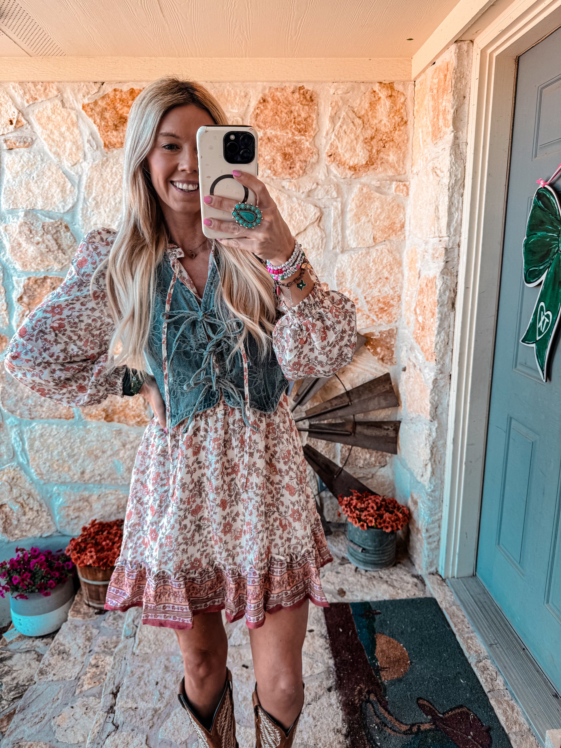 The Voca Floral Denim Vest - The Vintage Emmie