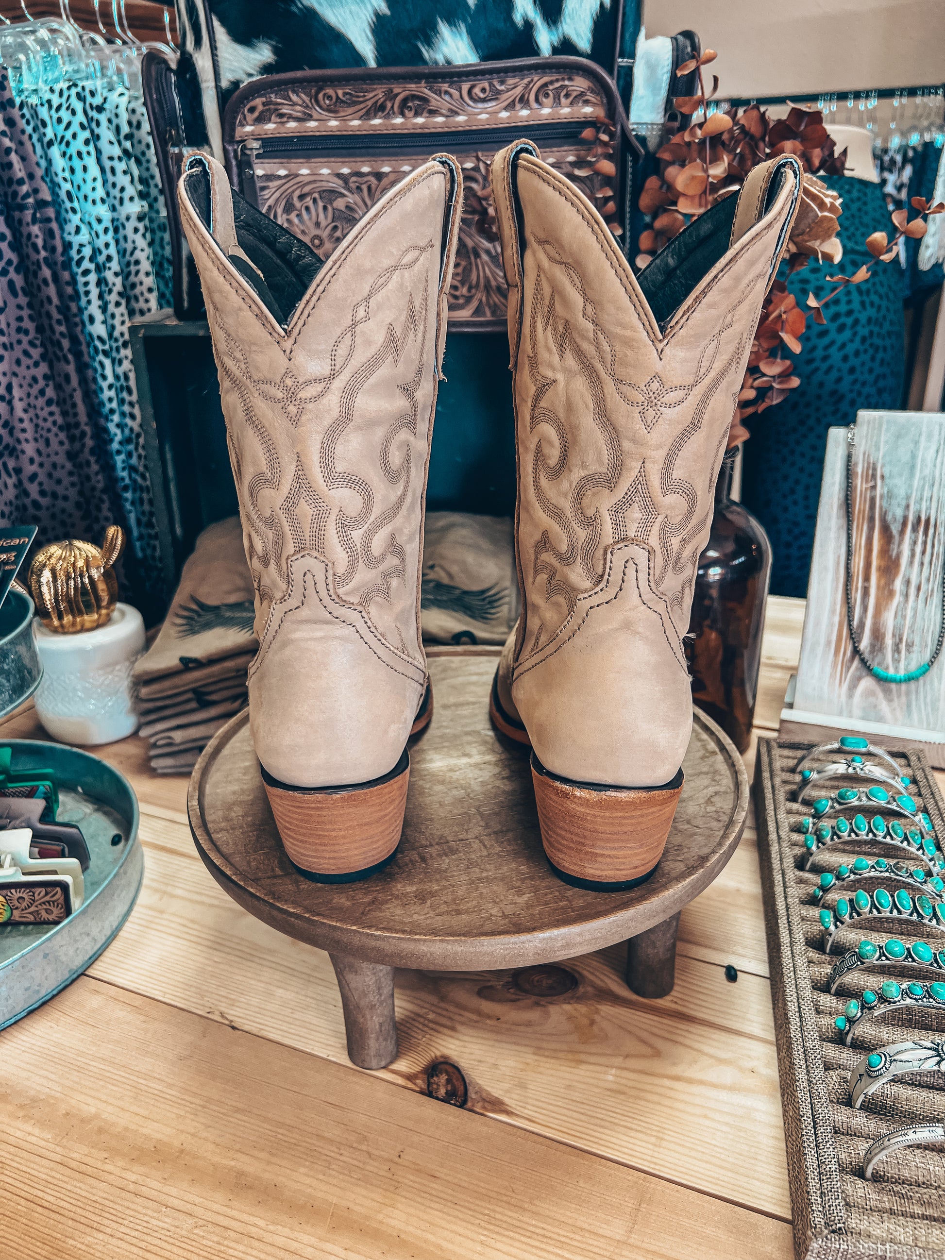 Liberty Black Sienna Cowboy Boots (Vintage Beige) - The Vintage Emmie