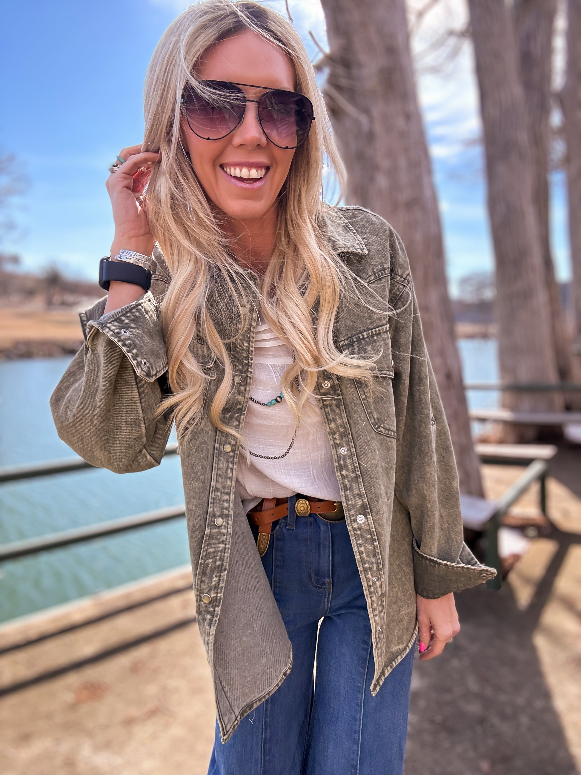 The Dewville Mineral Washed Pearl Snap Top - The Vintage Emmie