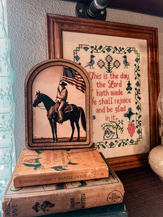 The Patriotic Cowboy Picture (Arch Top) - The Vintage Emmie