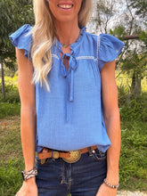 The Denison Embroidered Top (Blue)