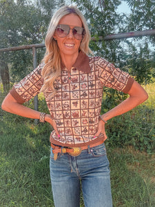 The Booker Western Vintage Polo (Brown)