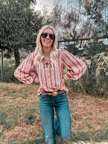 The Verbena Floral Top (Rust) - The Vintage Emmie