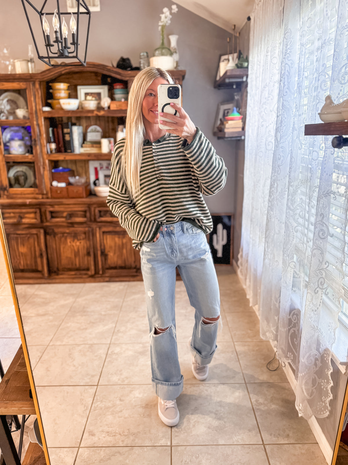 The Bertram Henley Stripe Top (Green)