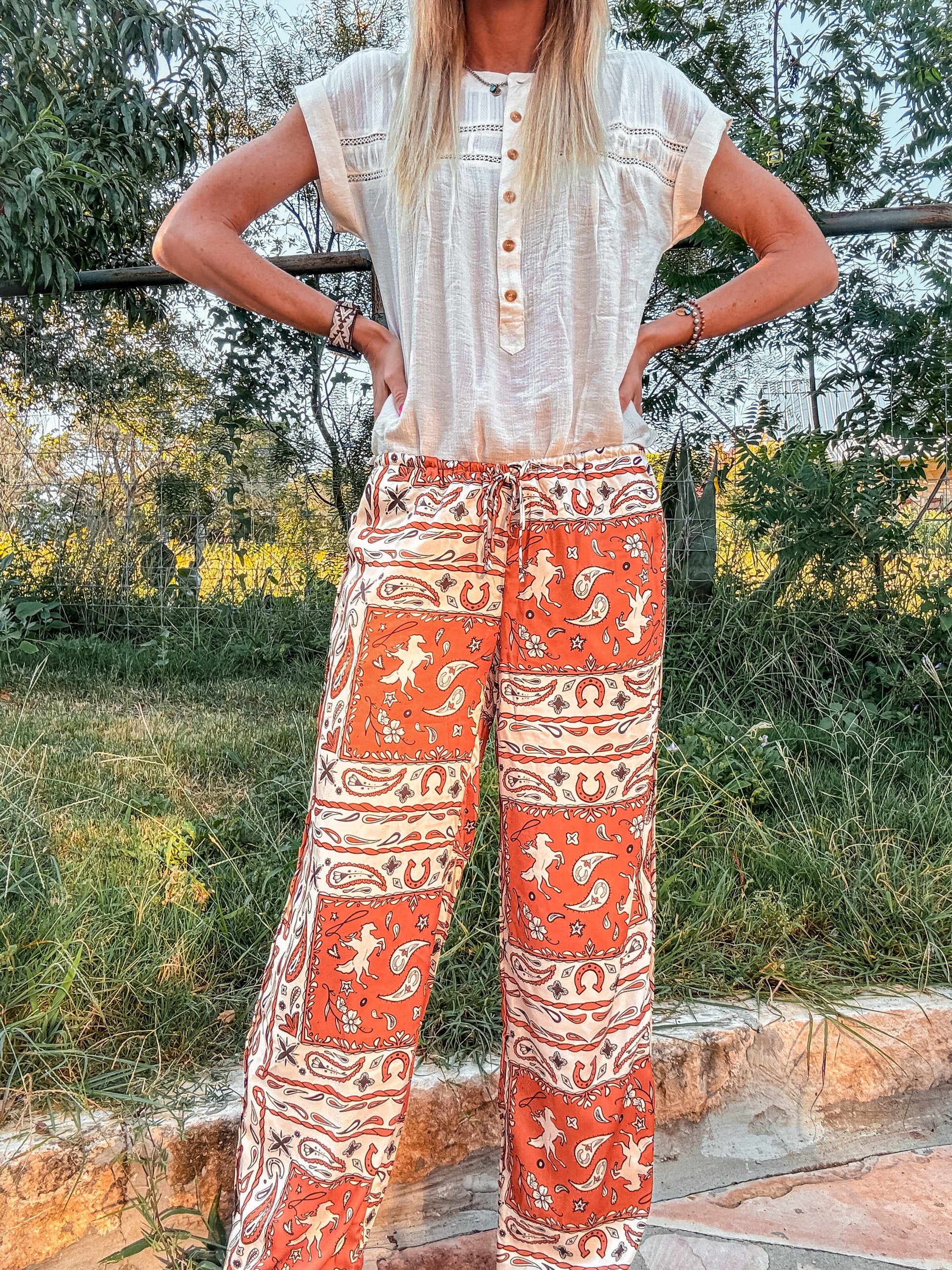 The Blanco Bandana Wide Leg Pants - The Vintage Emmie