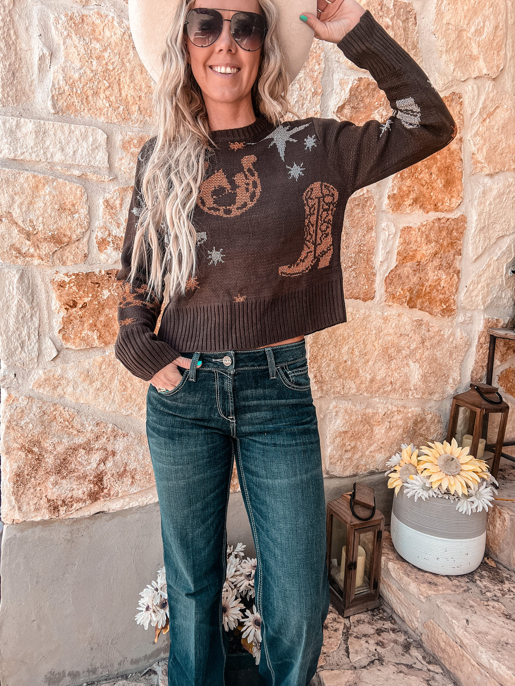 The Chandler Metallic Cowboy Sweater (Brown)