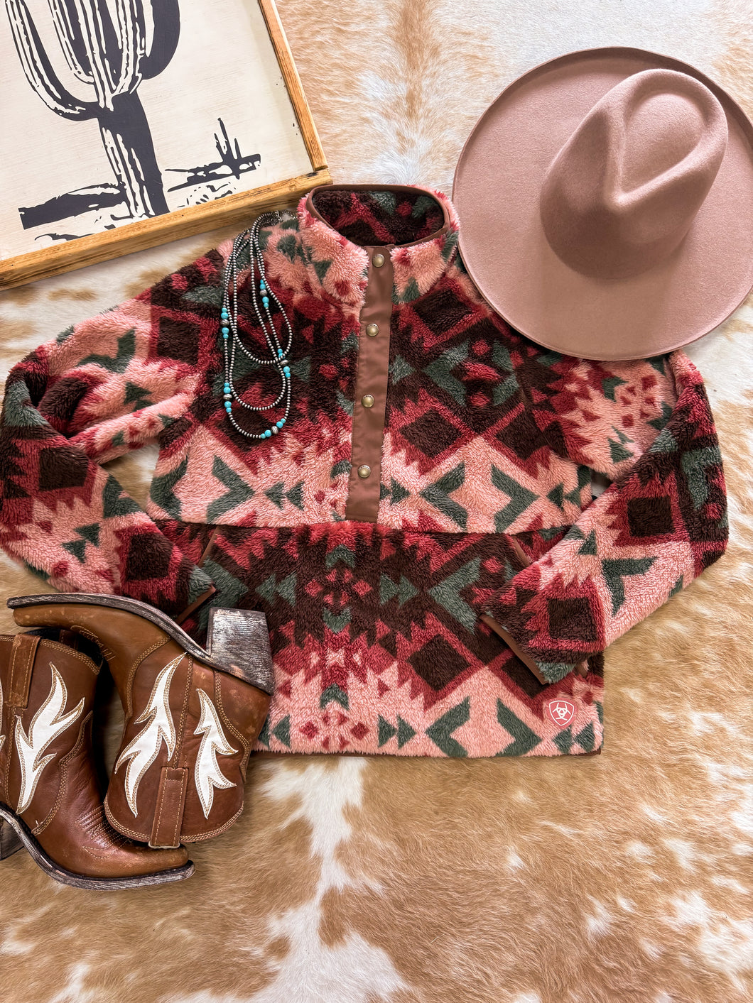 Ariat Berber Snap Front Pullover (Plains view Print)