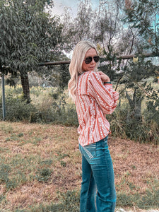 The Verbena Floral Top (Rust) - The Vintage Emmie