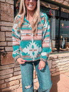 The Ballinger Aztec Pullover (Teal Mix)