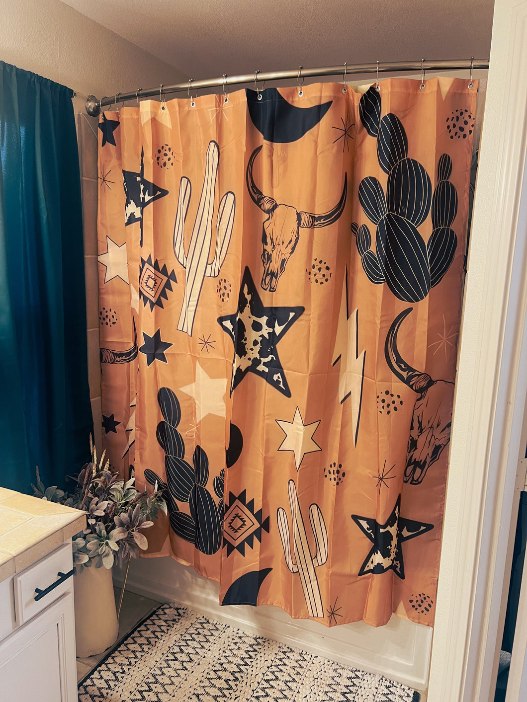 Western Collage Shower Curtain (Tan)