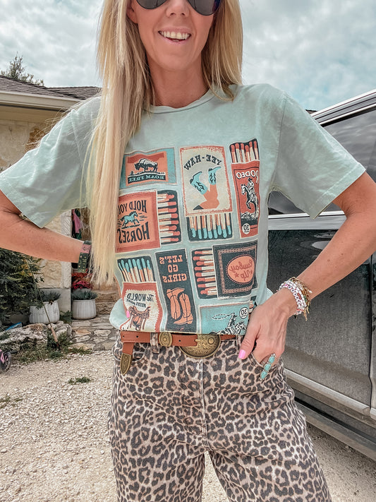 The Western Matchbox Mineral Wash Tee (Mint)