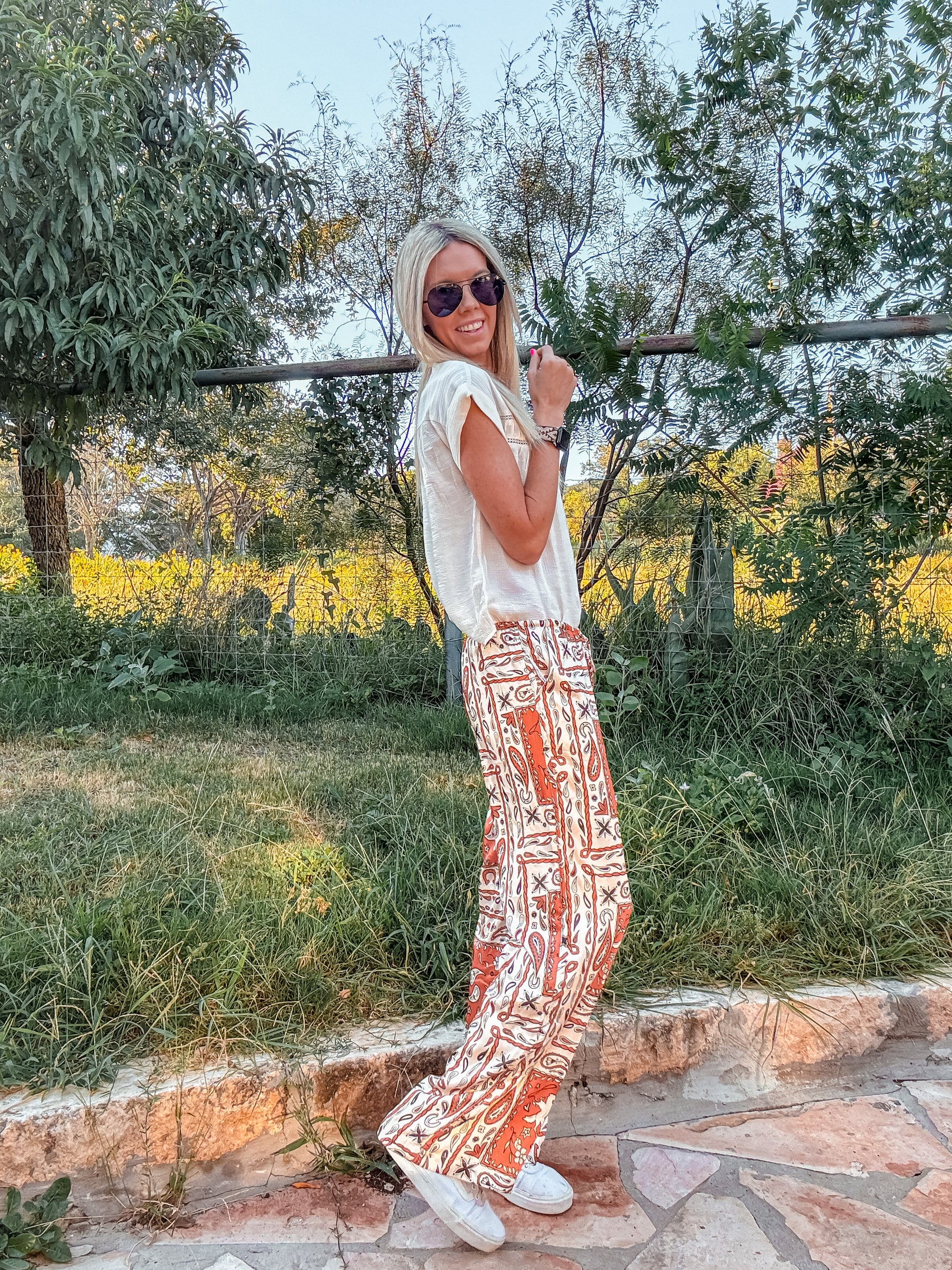 The Blanco Bandana Wide Leg Pants - The Vintage Emmie