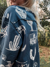 The Whittset Western Long Sleeve Top (Blue) - The Vintage Emmie