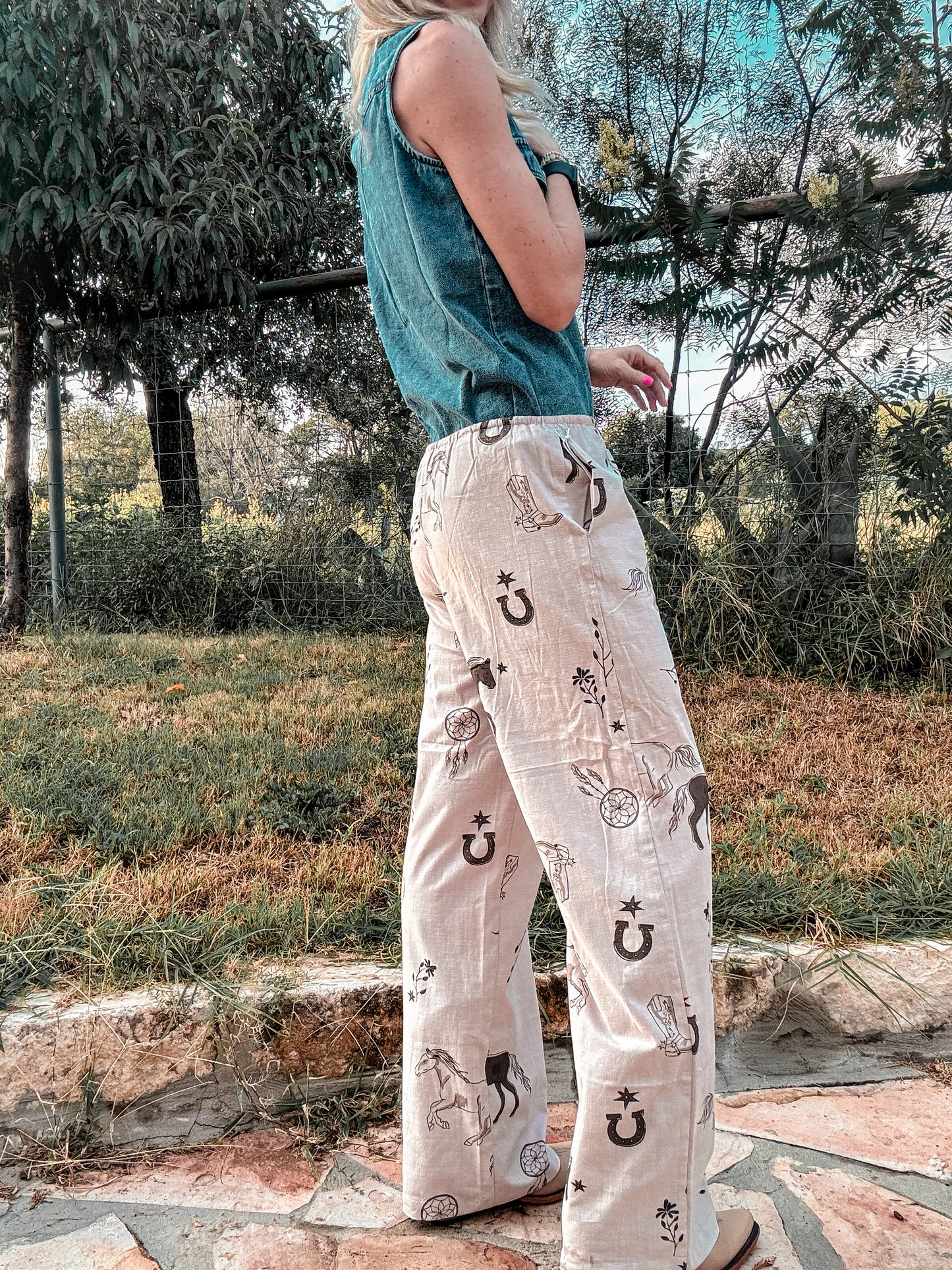 The Utopia Western Linen Pants (Grey) - The Vintage Emmie